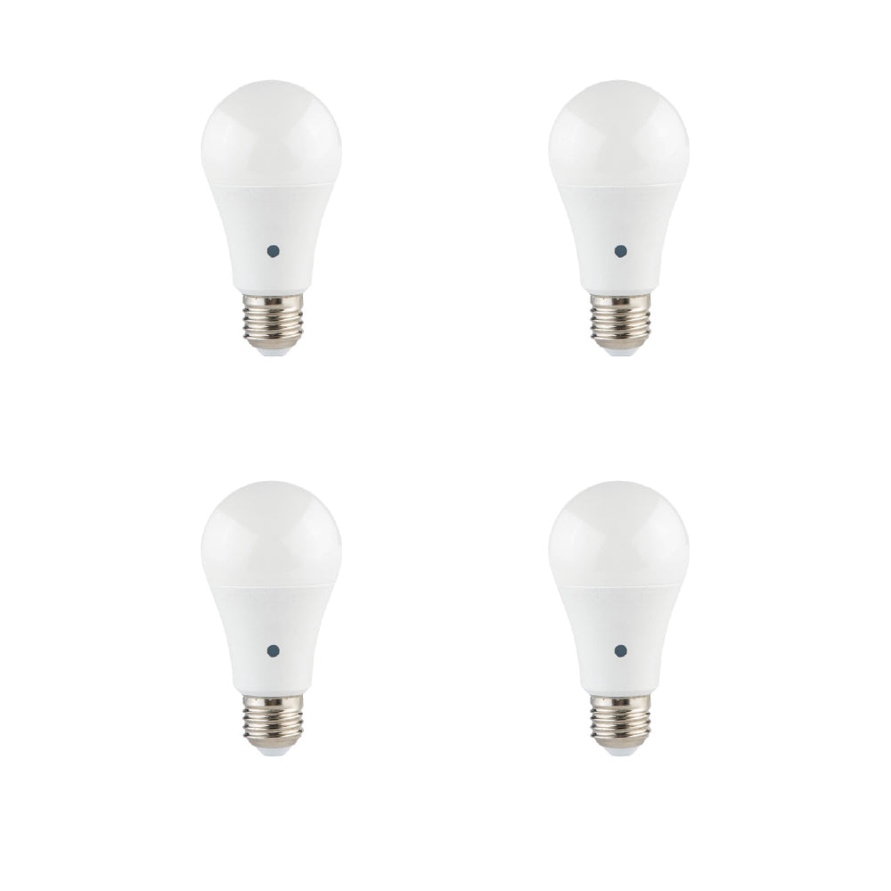 Estevez Set de 4 Focos LED 9W Luz Cálida 2700K / Luz Fría 6500K, Base Estándar E26, Fotocelda, Modelo E81193-09-LUX-CW*4