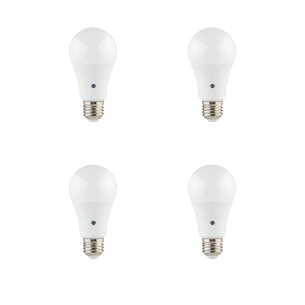 Estevez Set de 4 Focos LED 9W Luz Cálida 2700K / Luz Fría 6500K, Base Estándar E26, Fotocelda, Modelo E81193-09-LUX-CW*4