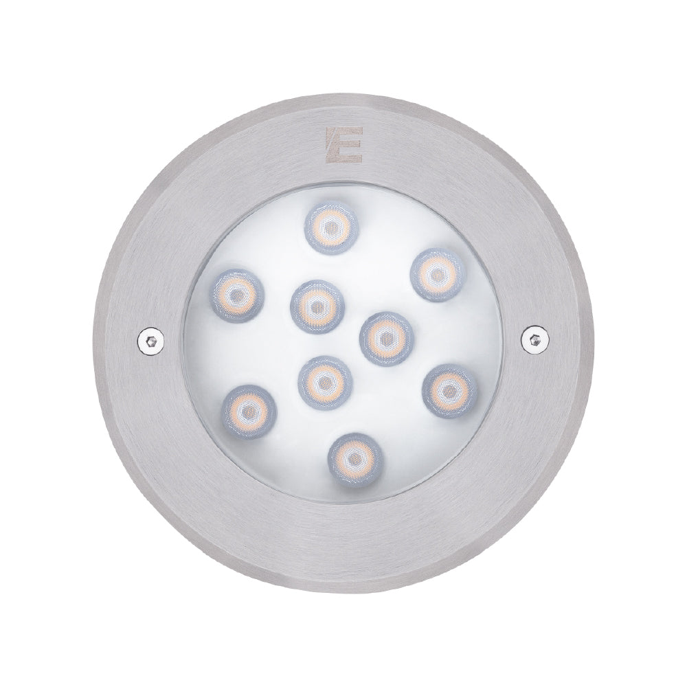 Estevez Lámpara LED de 9W Luz Cálida 3000K, Apta para Exteriores, Empotrar Piso, Modelo 19295