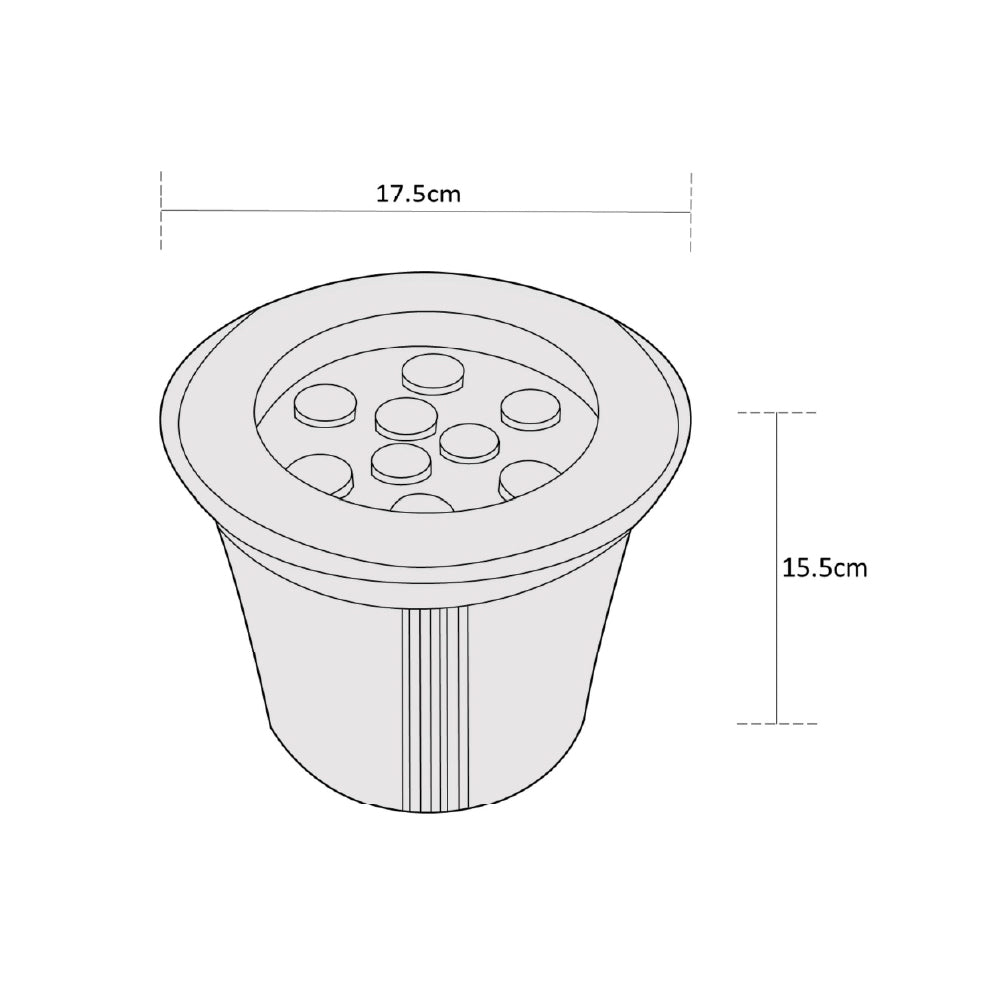 Estevez Lámpara LED de 9W Luz Cálida 3000K, Apta para Exteriores, Empotrar Piso, Modelo 19295