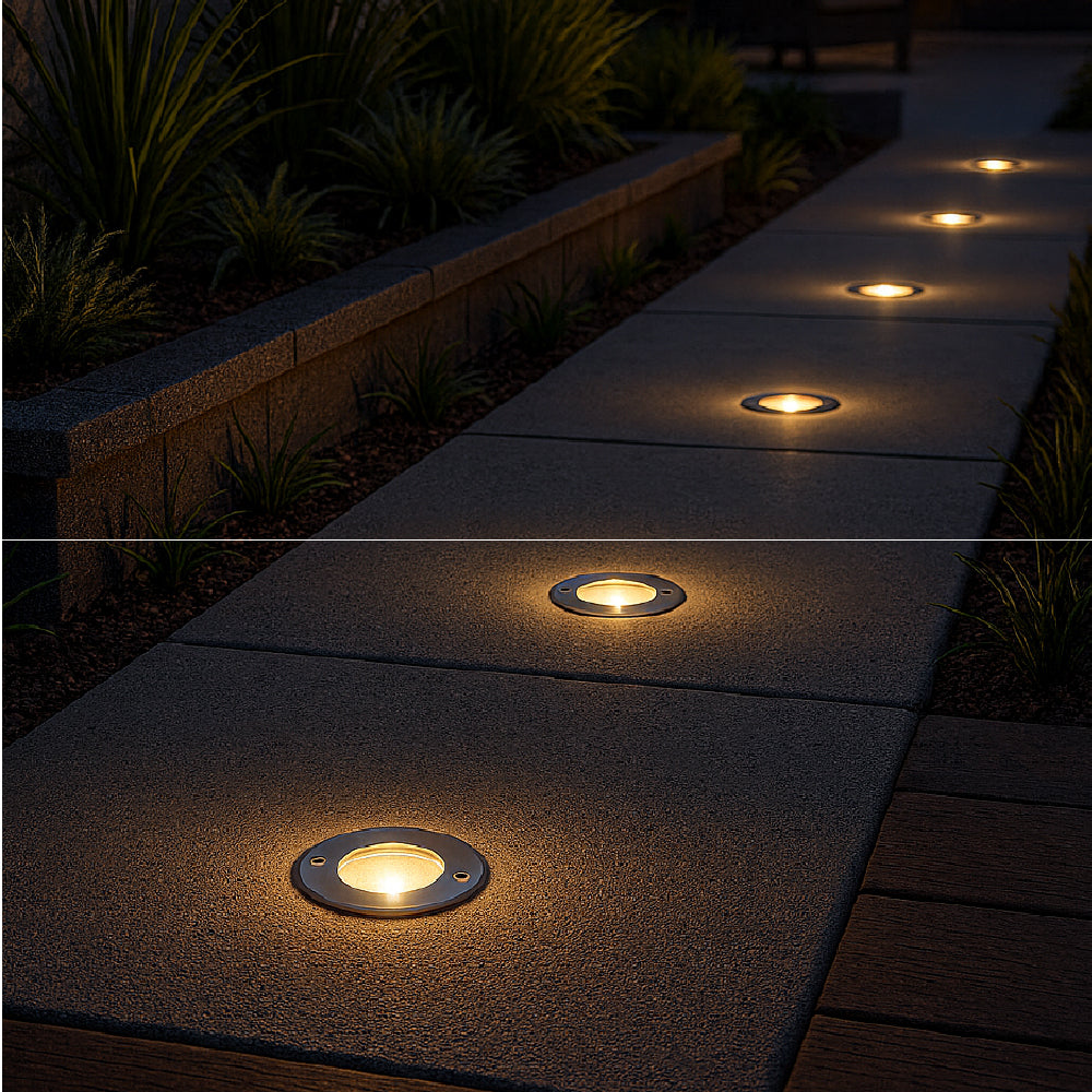 Estevez Lámpara LED de 9W Luz Cálida 3000K, Apta para Exteriores, Empotrar Piso, Modelo 19295