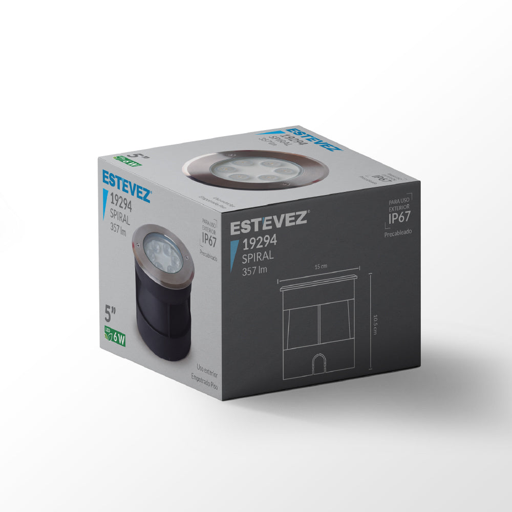 Estevez Lámpara LED de 6W Luz Cálida 3000K, Apta para Exteriores para Piso, Modelo 19294