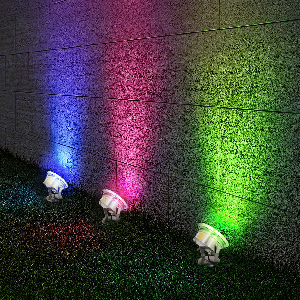 Estevez Lámpara LED RGB 9W Tipo Proyector, Reflector Exteriores, Modelo 19253-RGB