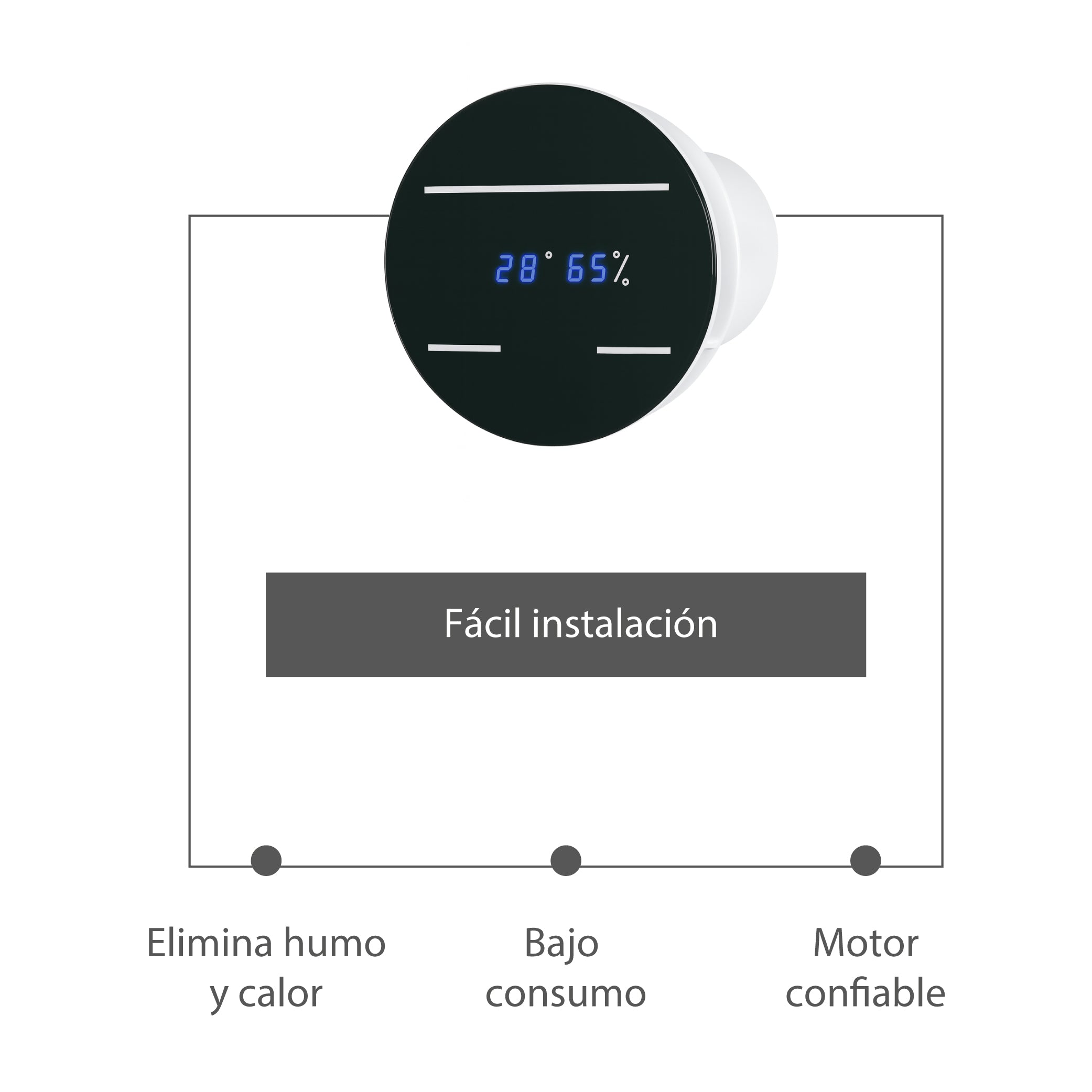 Estevez Extractor de Aire con Sensor de Humedad, Temporizador y Display de 4", Modelo 3204-HTD (eco)