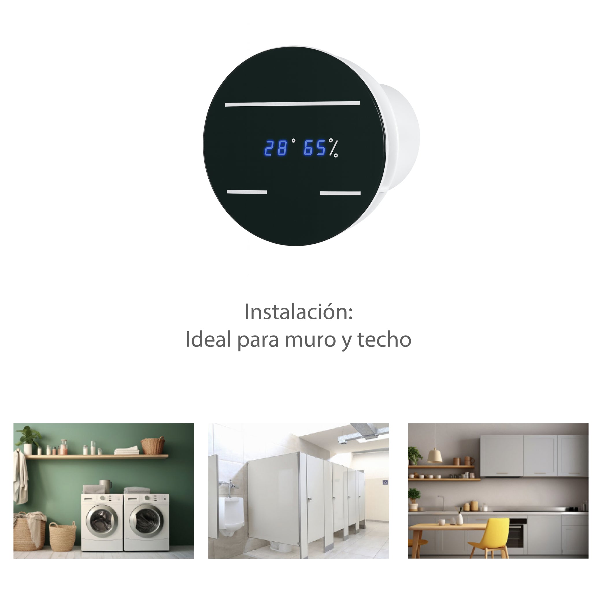 Estevez Extractor de Aire con Sensor de Humedad, Temporizador y Display de 4", Modelo 3204-HTD (eco)
