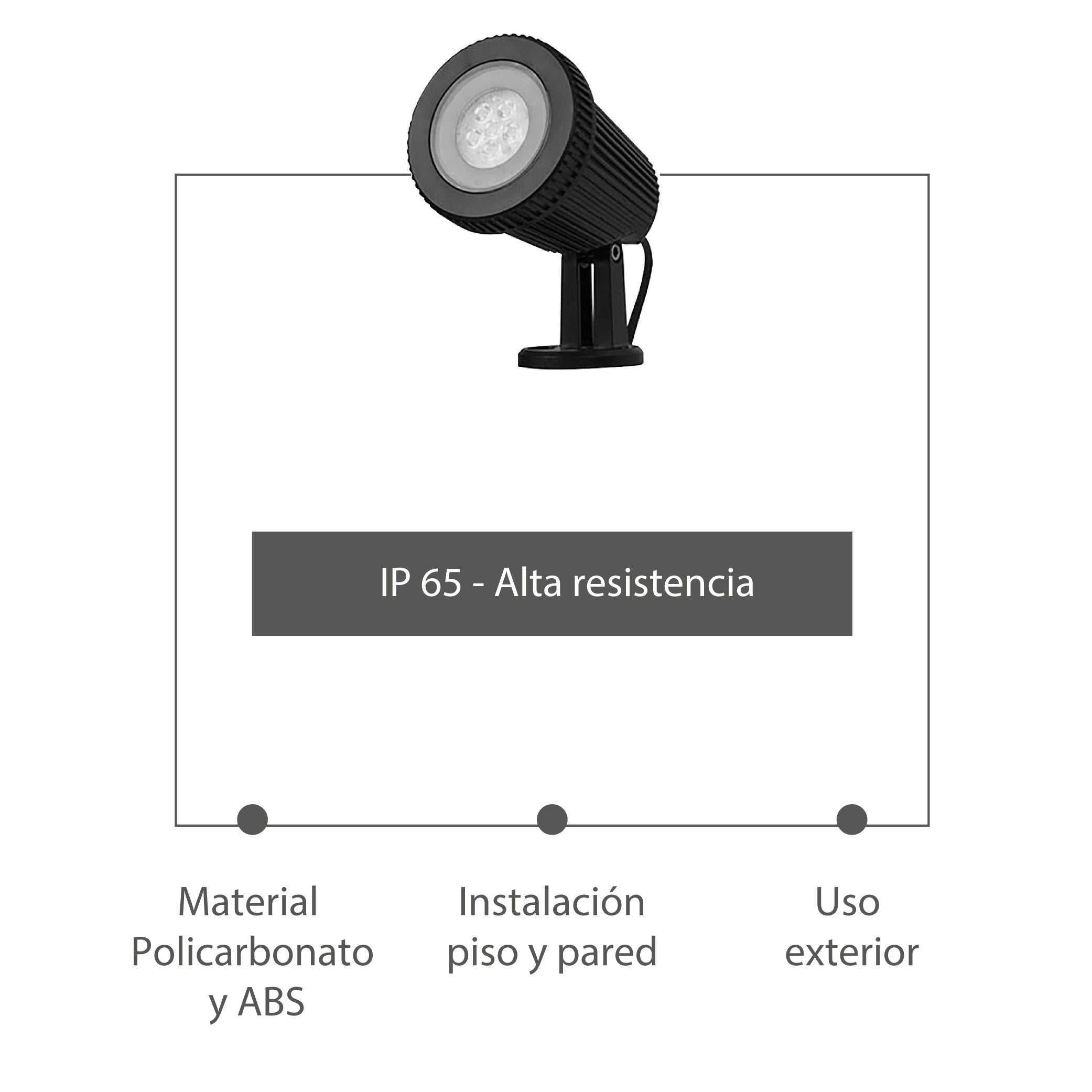 Estevez Luminario Tipo Proyector con Estaca LED 4.5W 3000K, Modelo ETX-0374-NEG