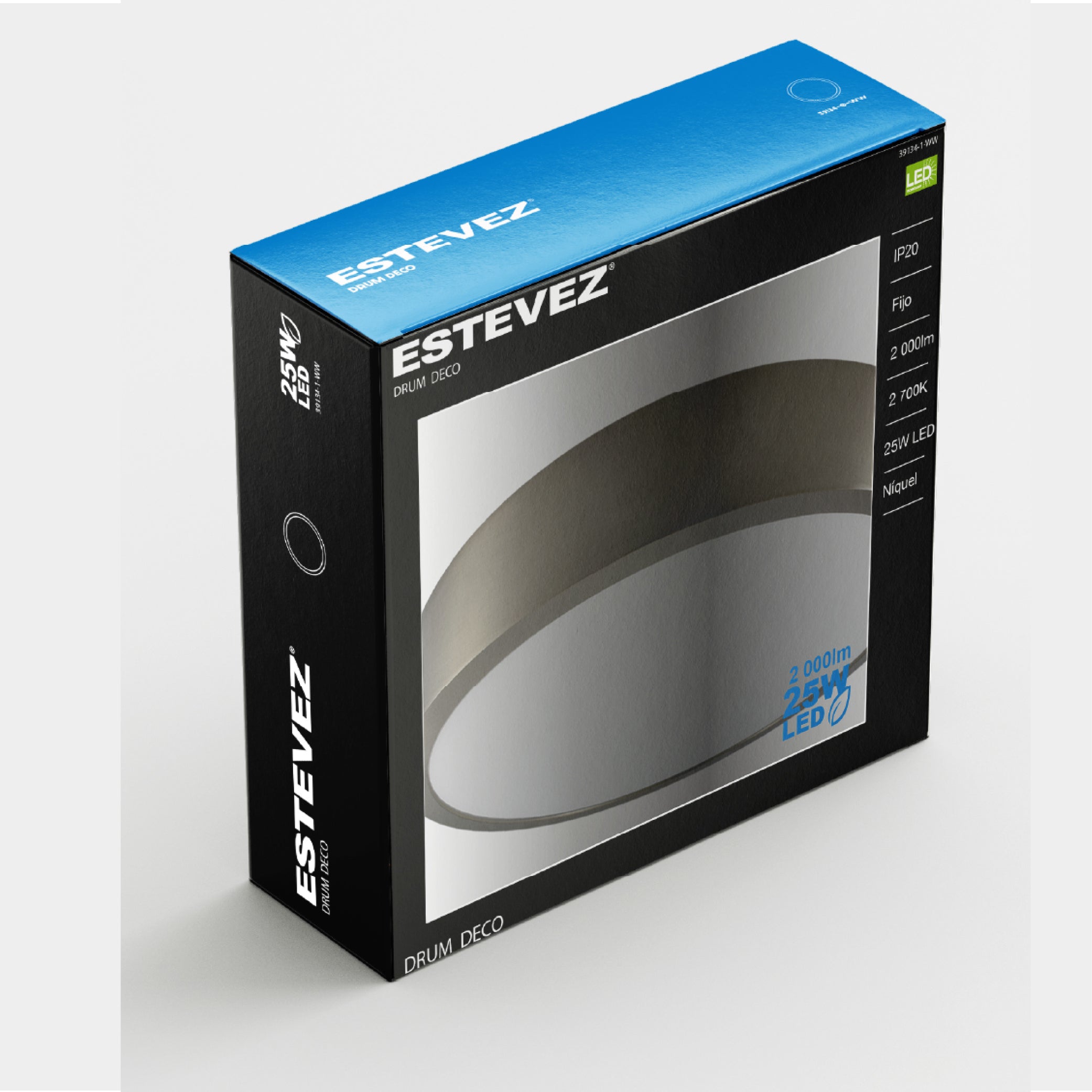 Estevez Pack de 3 Lámparas LED 25W Luz Cálida 3000K, Sobreponer Techo, Modelo 39134-1-WW