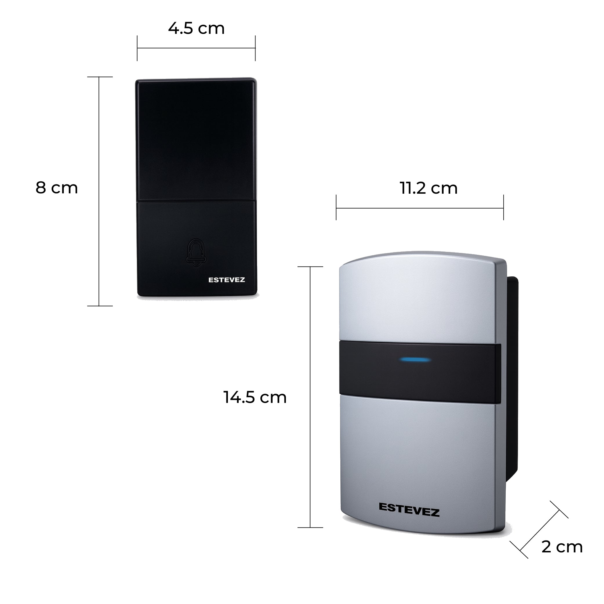 Estevez Timbres Inalámbricos de Pilas con 32 Melodías, Modelo Shield D888W-NG