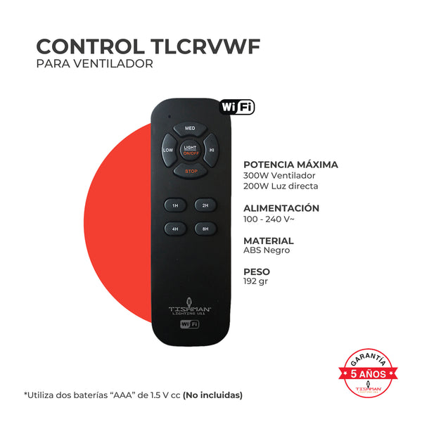 Tishman Kit Control Ventilador WiFi Alexa Google Home, Modelo TLCRVWF