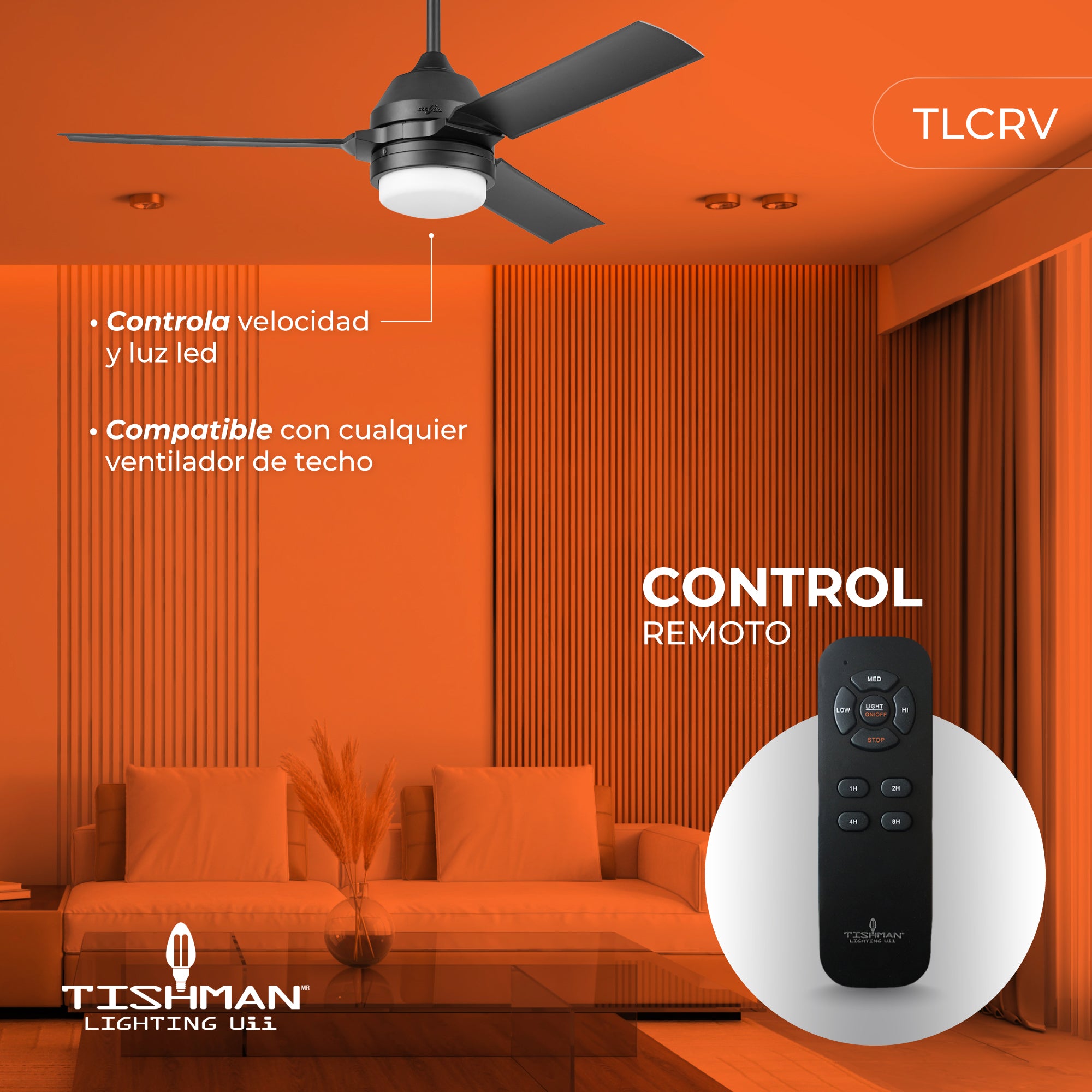 Tishman Kit Control Remoto Ventilador Techo Luz Universal, Modelo TLCRV