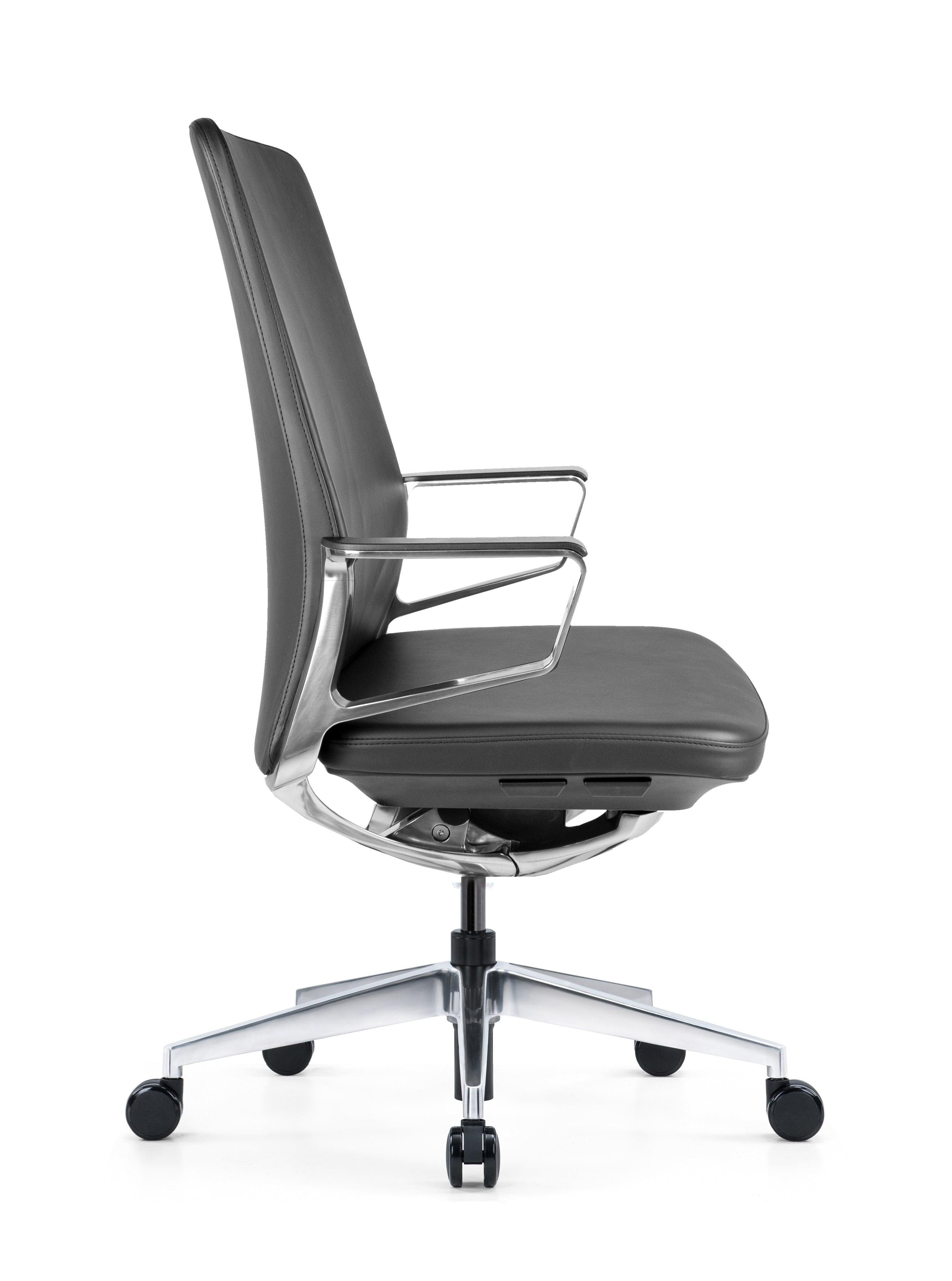 Offiho Black Silla de Oficina /Sillón Ejecutivo Tapizado en Piel Genuina Italiana, Ergonómico con Altura Ajustable, Modelo OHE75-VANTO