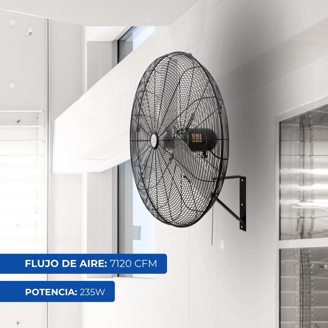 Narvik Ventilador de 24" Industrial de Pared 235W con  Aspas de Aluminio, Amplia Oscilación, Modelo NA1124