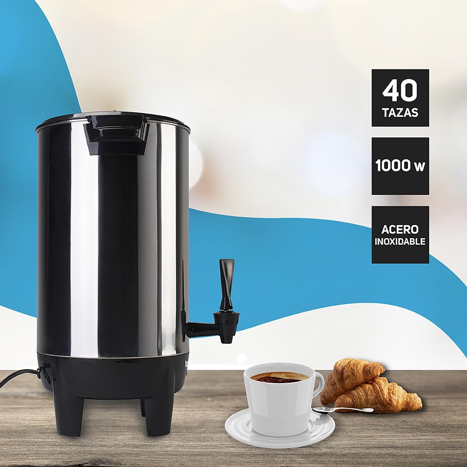 Taurus Cafetera Percoladora de 4.5L Acero Inoxidable, Modelo Columba