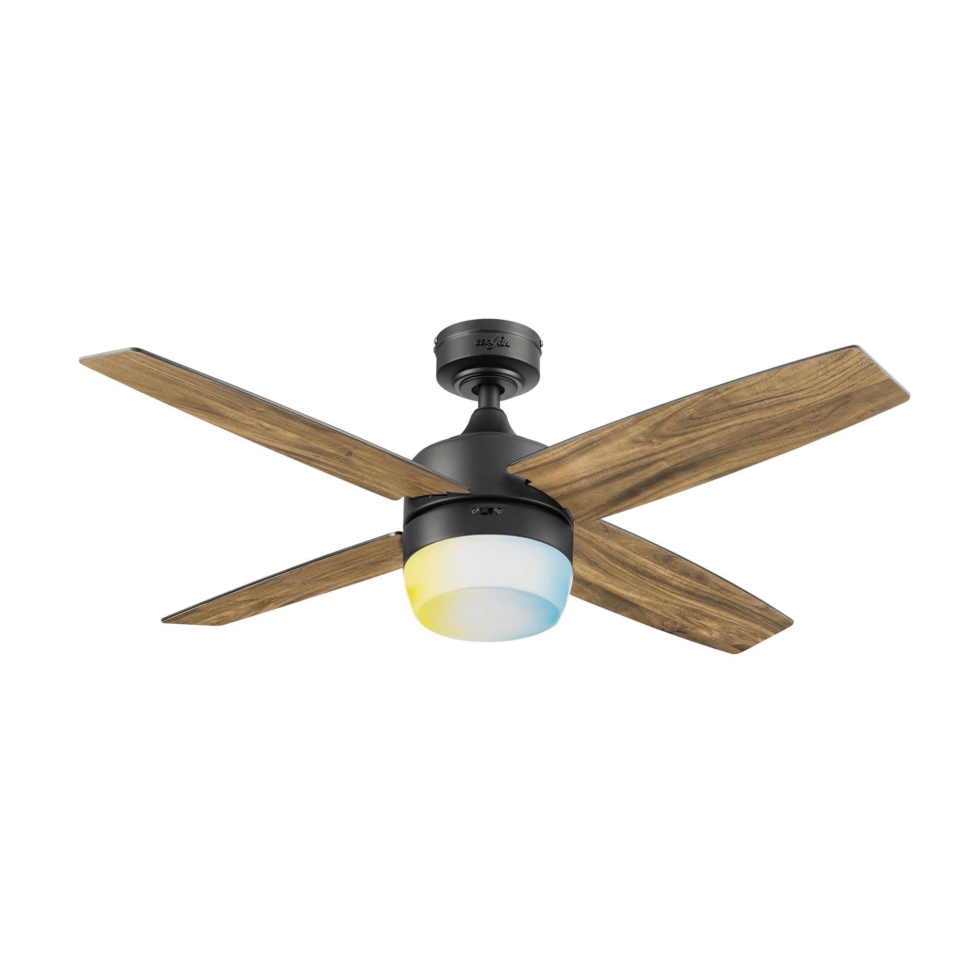 Coolfan Ventilador de Techo de 44" con Luz LED y 4 Aspas Reversibles de Madera con Control Remoto, Modelo Bela 2201-CCT - LuzDeco