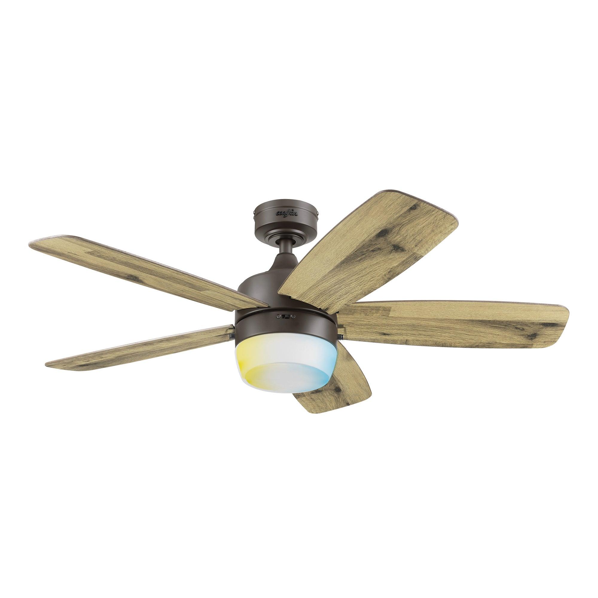 Coolfan Ventilador de Techo de 44" con Luz LED y 5 Aspas Reversibles de Madera con Control de Cadena, Modelo Lugo 48402-CCT - LuzDeco