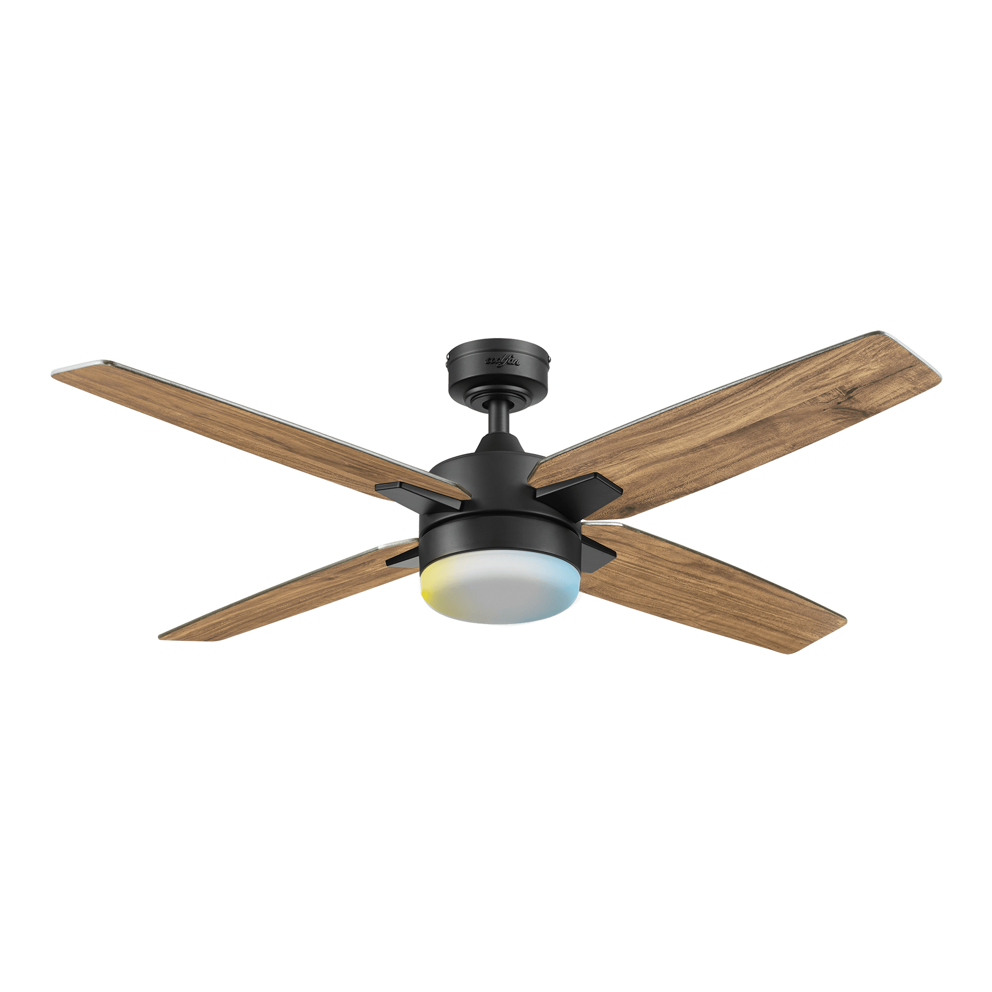 Coolfan Ventilador de Techo de 50" con Luz LED y 4 Aspas de Madera Reversibles con Control Remoto, Modelo Feria 51102-CCT - LuzDeco