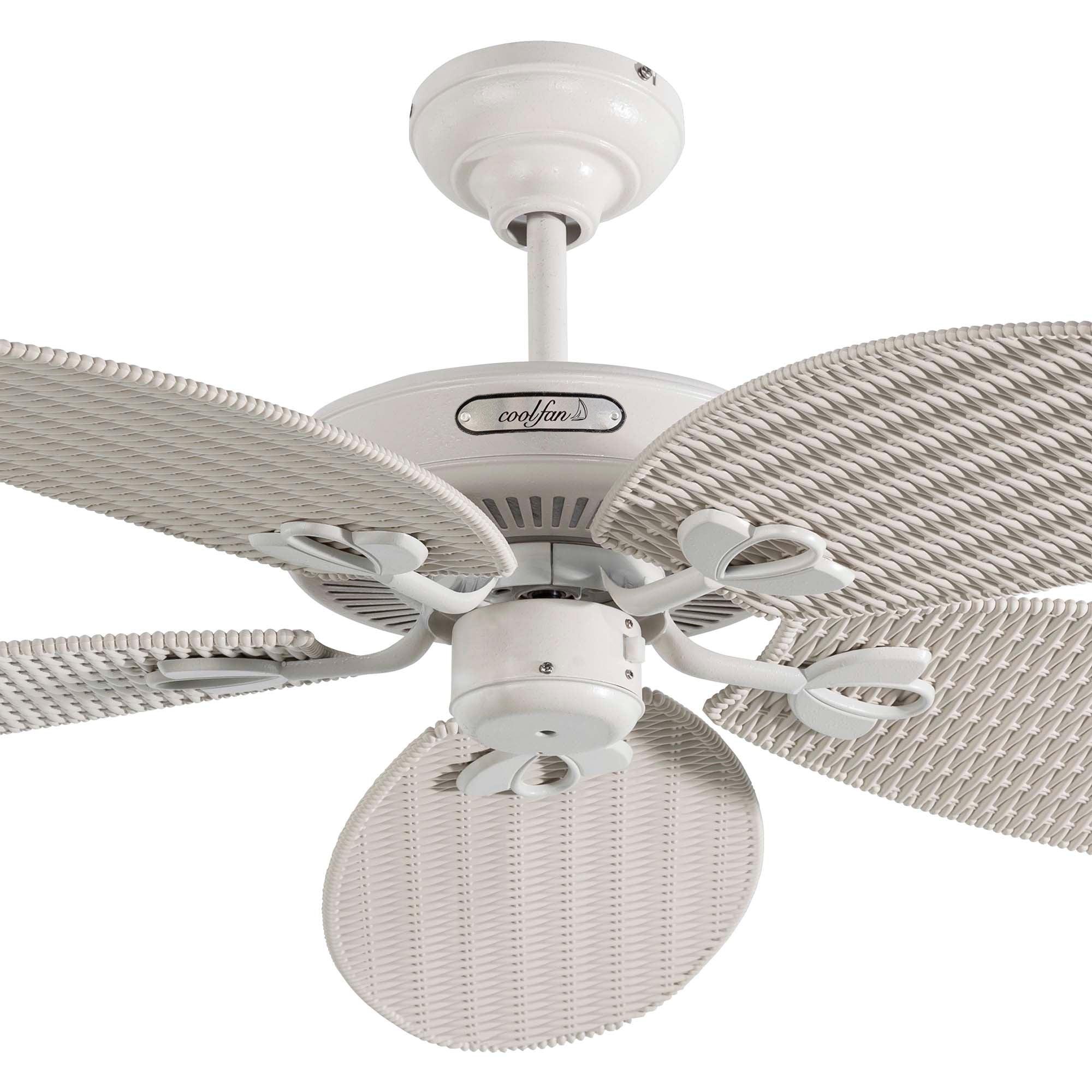 Coolfan Ventilador de Techo de 52" con 5 Aspas Plásticas Estilo Rattán con Control de Cadena para Exterior, Modelo Huracán Tropical 66406 - LuzDeco