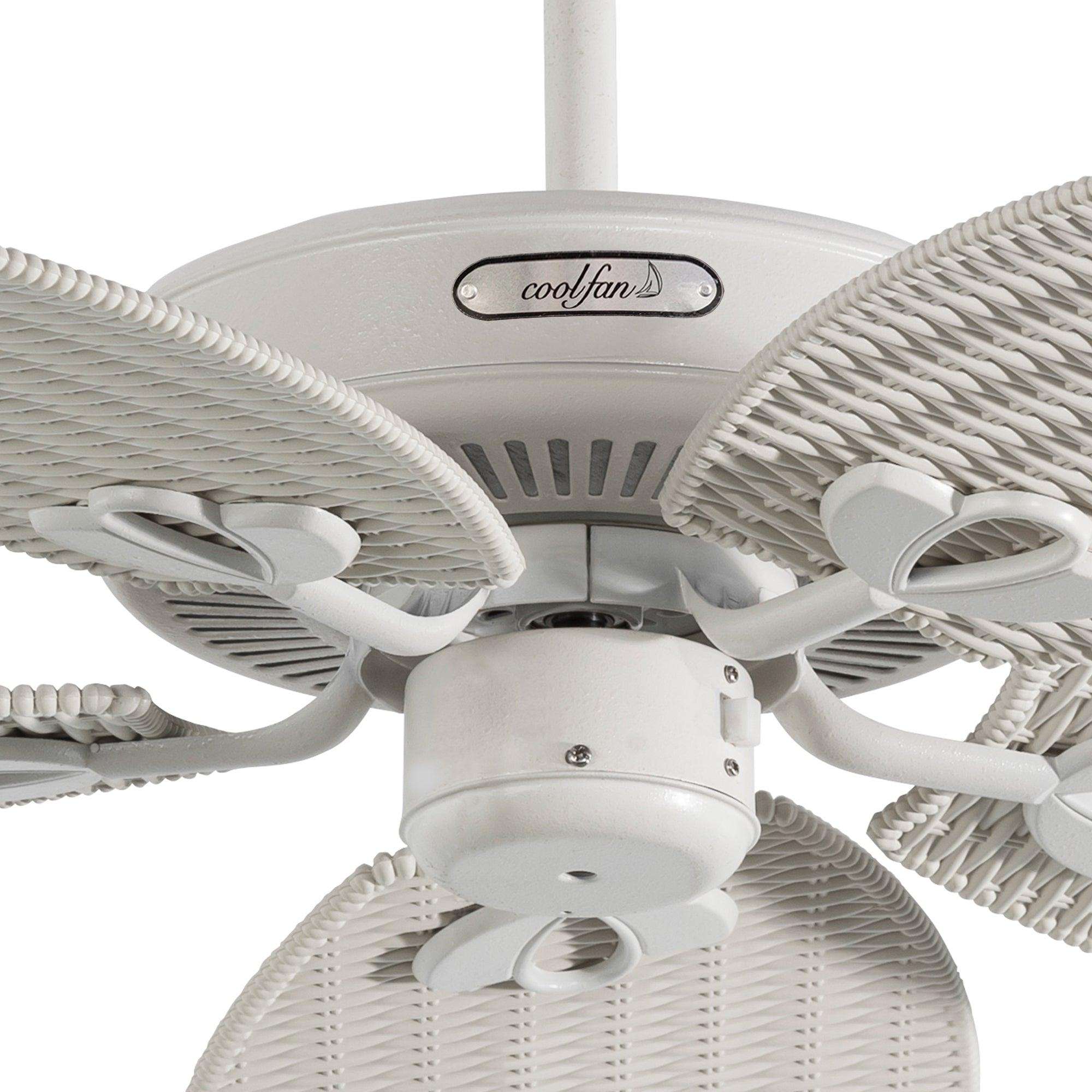 Coolfan Ventilador de Techo de 52" con 5 Aspas Plásticas Estilo Rattán con Control de Cadena para Exterior, Modelo Huracán Tropical 66406 - LuzDeco