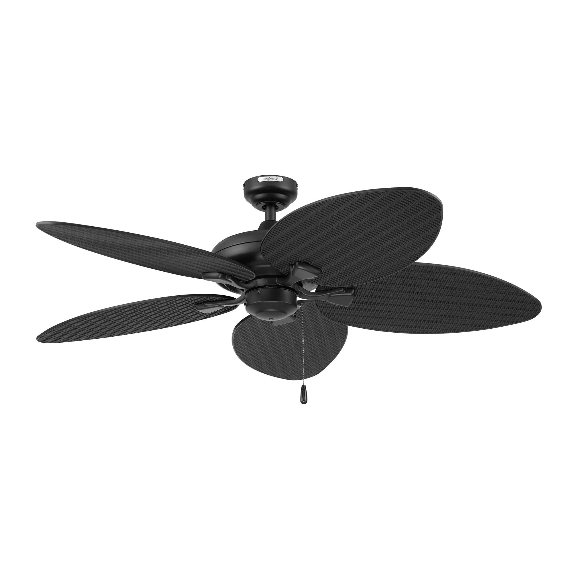 Coolfan Ventilador de Techo de 52" con 5 Aspas Plásticas Estilo Rattán con Control de Cadena para Exterior, Modelo Huracán Tropical 66406 - LuzDeco