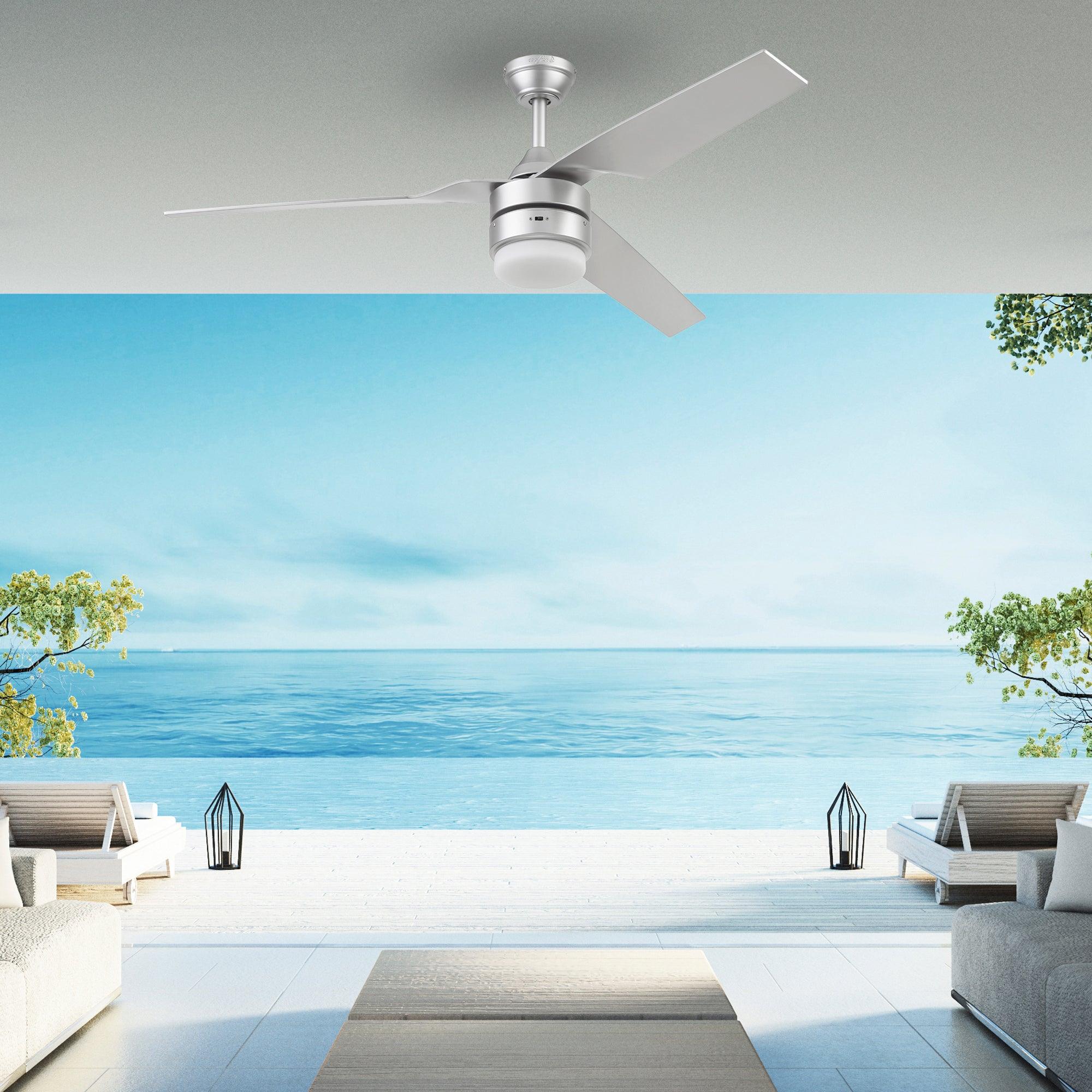 Coolfan Ventilador de Techo de 52" con Luz LED y 3 Aspas Plásticas con Control Remoto para Interior y Exterior, Modelo Los Cabos 51701-CCT - LuzDeco