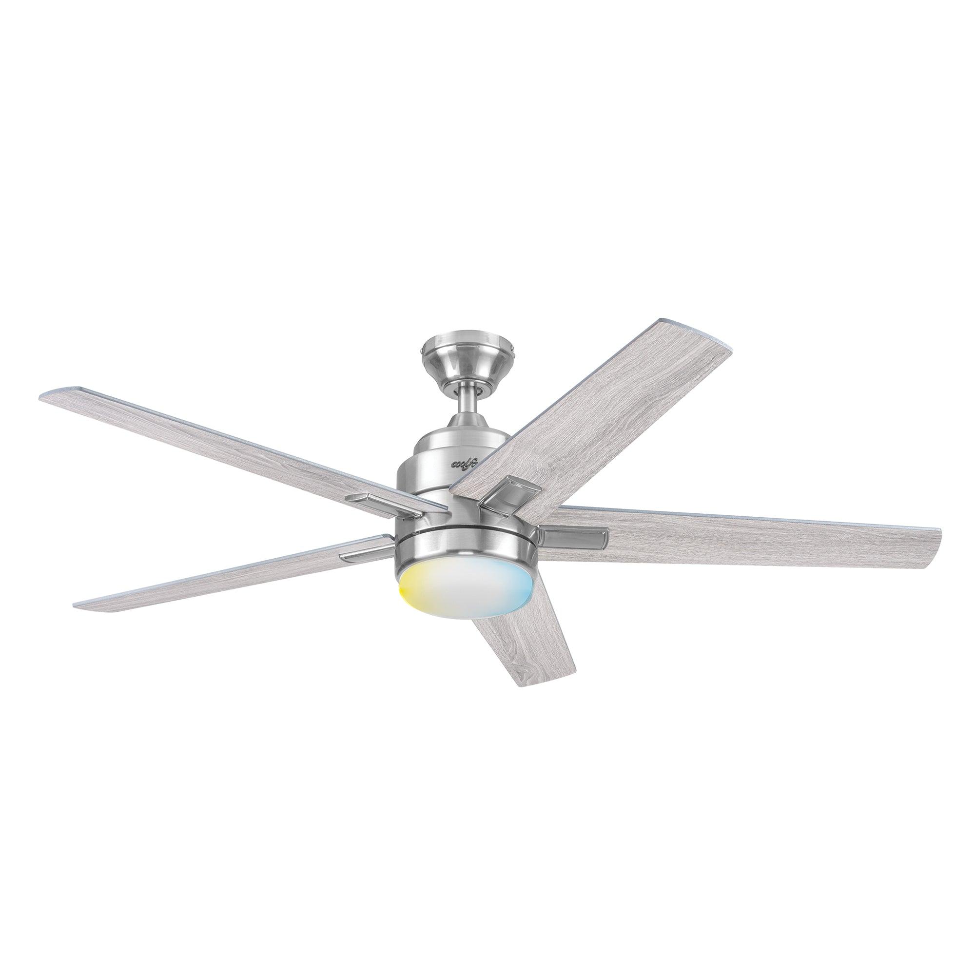 Coolfan Ventilador de Techo de 52'' con Luz LED y 5 Aspas de Madera Reversibles con Control Remoto, Modelo Barat 52502-CCT - LuzDeco