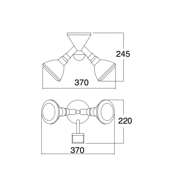  Iluminación de Seguridad Doble Estevez con Sensor de Movimiento y Ajustable | Modelo A-682 - LuzDeco