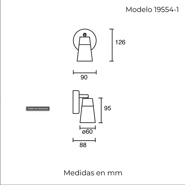 Estevez Lámpara LED de 5W Luz Cálida 3000K, Tipo Riel Orientable, Sobreponer Techo, Modelo 19554-1 - LuzDeco