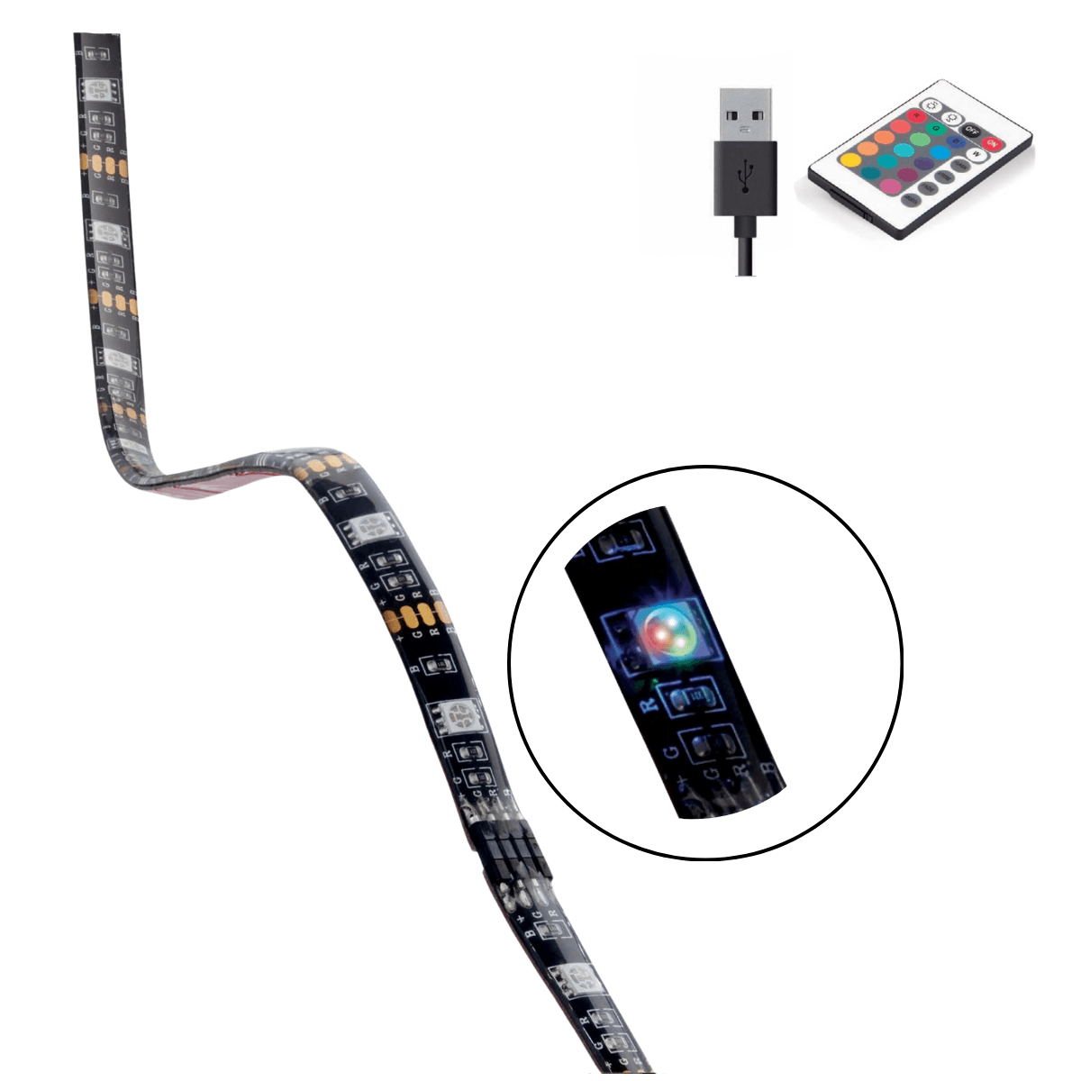 Estevez Tira Flexible LED 14.4W con conector USB para TV, Modelo 34205 - LuzDeco