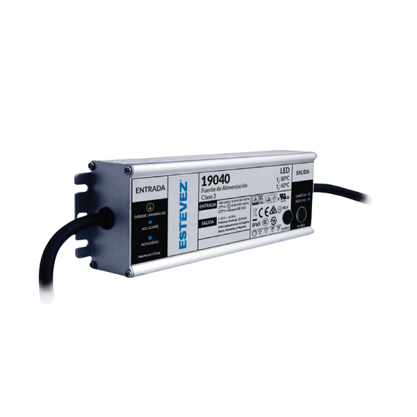 Estevez Transformador LED Fuente de Alimentación Modelo 19040 - 12V 600mA, IP65 Exterior- LuzDeco