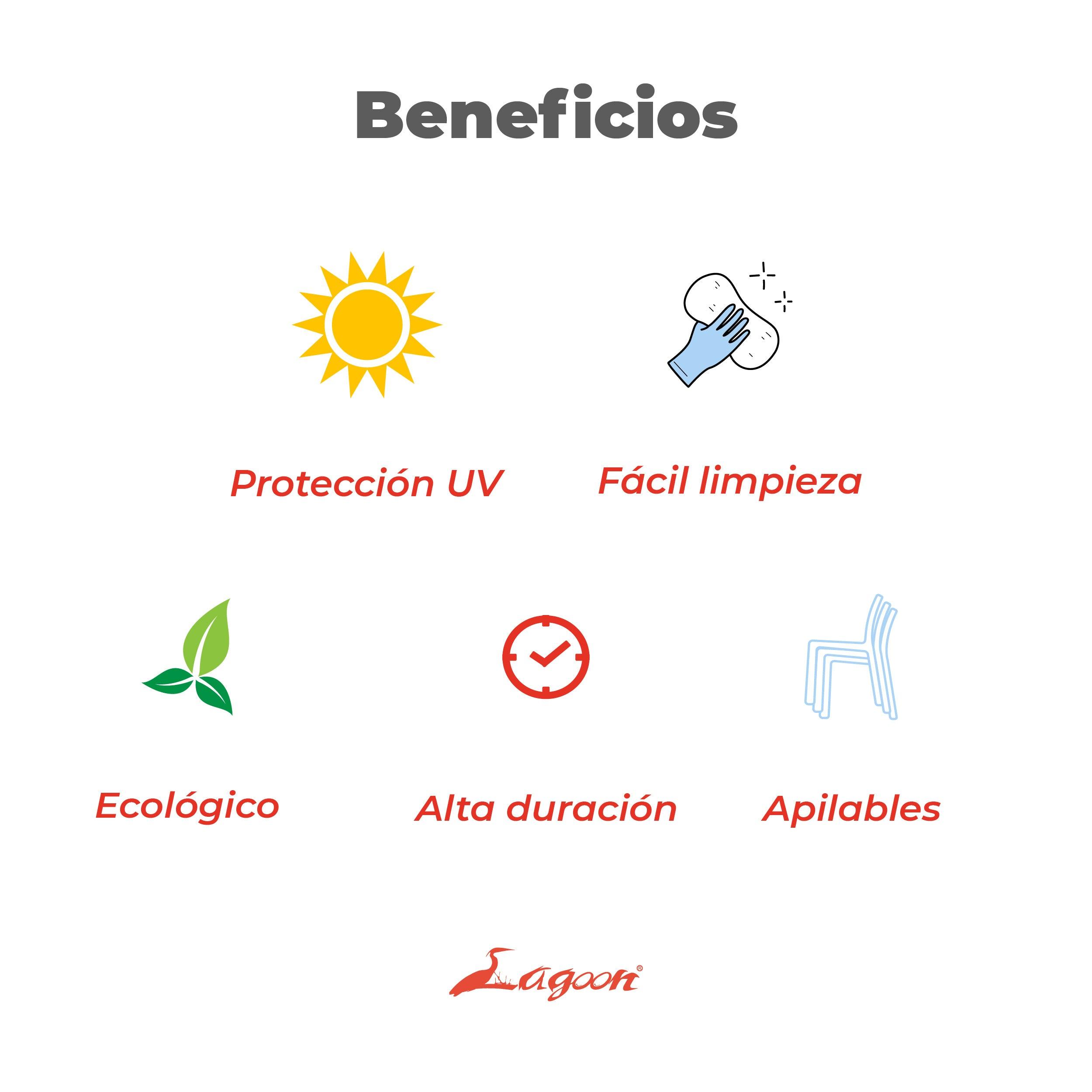 Lagoon Comedor con 4 Sillas Tipo Ratán para Exterior e Interior con Protección Solar UV, Mesa Oslo 7020 + Silla Koppla 7027 - LuzDeco