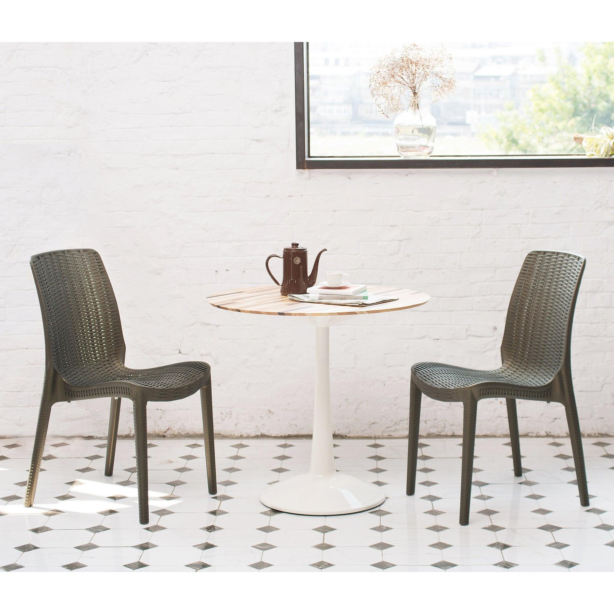 Lagoon Comedor con 4 Sillas Tipo Ratán para Exterior e Interior con Protección Solar UV, Mesa Oslo 7020 + Silla Rue 7025 - LuzDeco