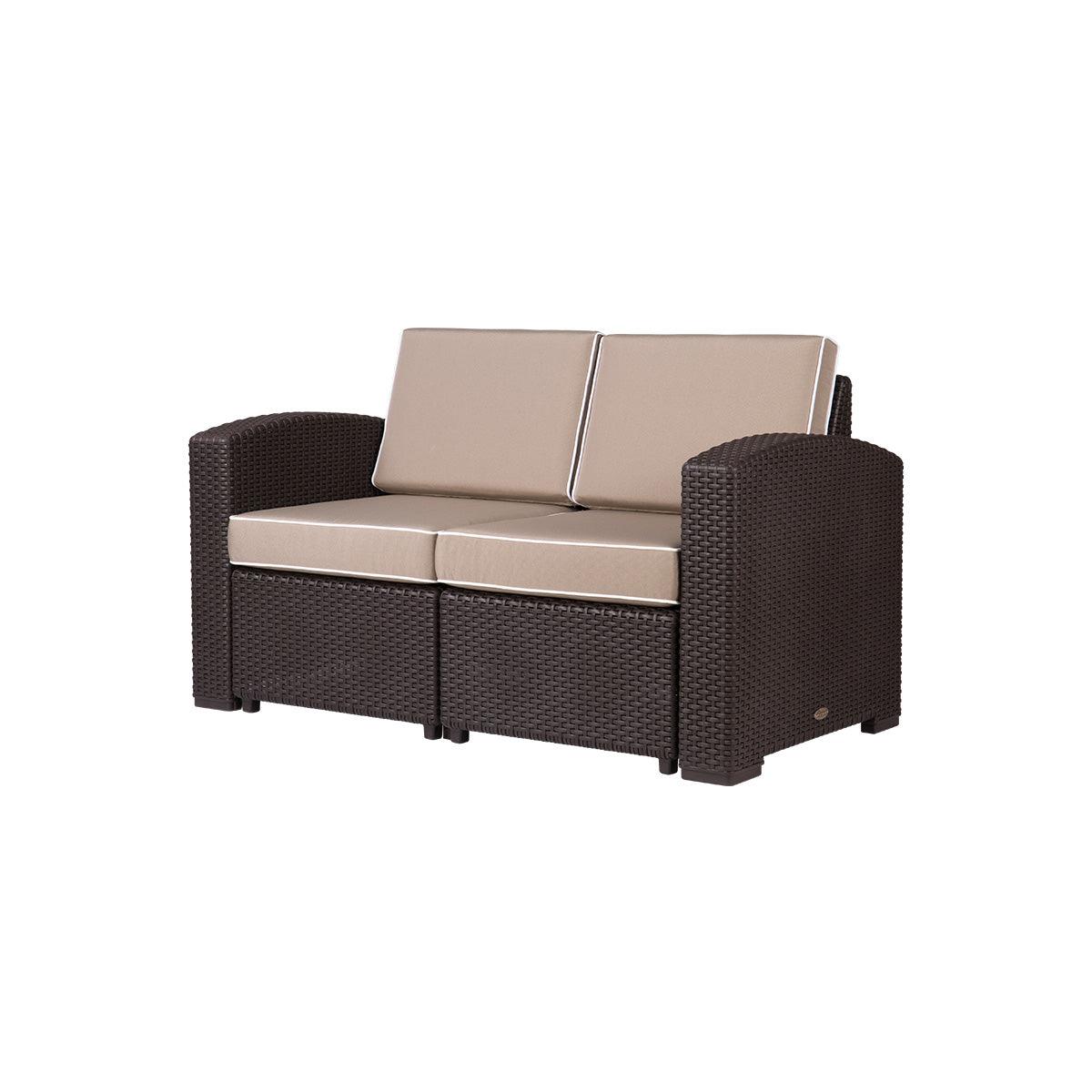 Lagoon, Magnolia 7023LC, Sillón doble, Love seat de rattan, Sillón para exterior, Love seat apto para exterior, Sillón de jardín, Rattan sintético, Cojines resistentes a la intemperie, Mobiliario de terraza, Estilo contemporáneo, Comodidad exterior