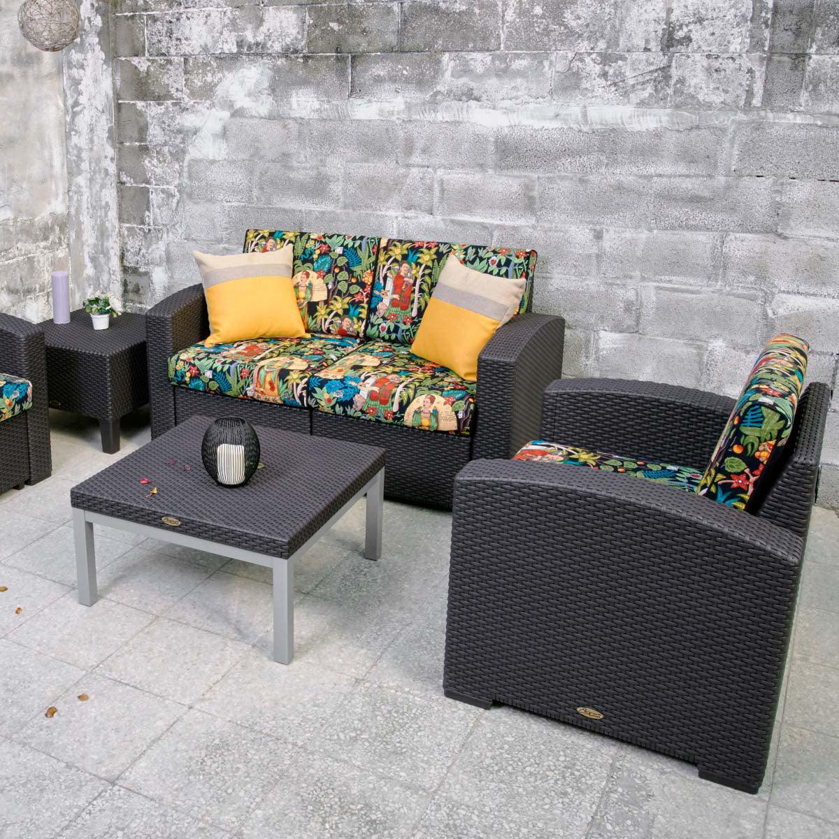 Lagoon, Magnolia 7023LC, Sillón doble, Love seat de rattan, Sillón para exterior, Love seat apto para exterior, Sillón de jardín, Rattan sintético, Cojines resistentes a la intemperie, Mobiliario de terraza, Estilo contemporáneo, Comodidad exterior