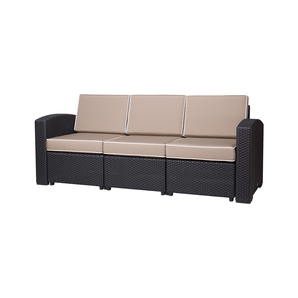 Lagoon, Magnolia 7023SF, Sillón Triple, Sofá de rattan, Sillón para exterior, Sofá apto para exterior, Sillón de jardín, Rattan sintético, Cojines resistentes a la intemperie, Mobiliario de terraza, Estilo contemporáneo, Comodidad exterior