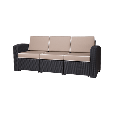 Lagoon  Sala para Exterior: Sillón / Sofá Triple Tipo Rattan, Protección UV, Apto para Exterior, Modelo Magnolia 7023SF