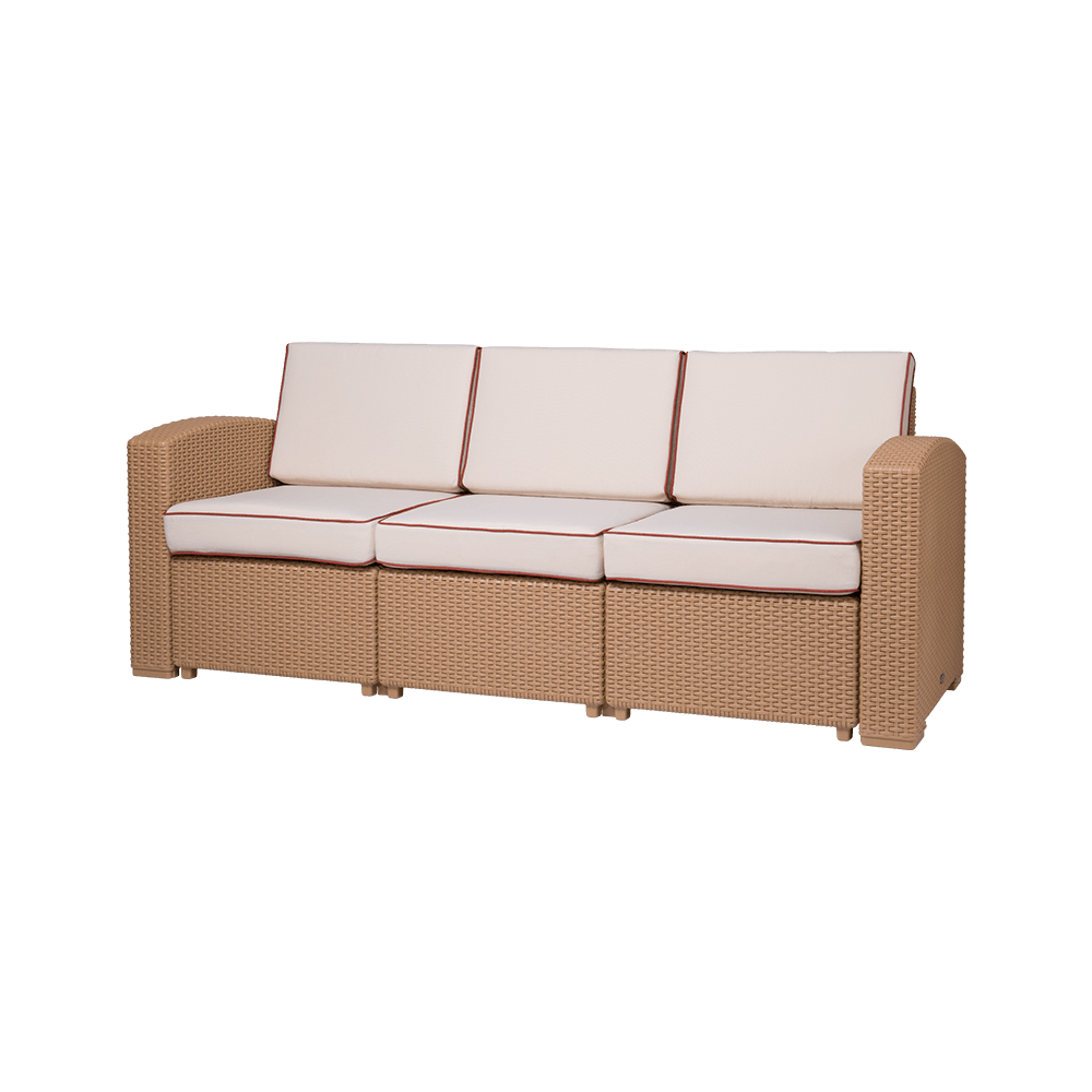 Lagoon Sillón / Sofá Triple Tipo Rattan, Protección UV, Apto para Exterior, Modelo Magnolia 7023SF - LuzDeco