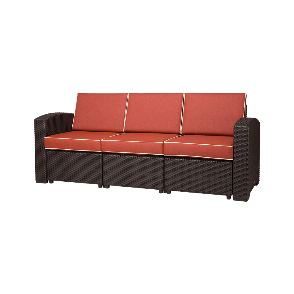 Lagoon Sillón / Sofá Triple Tipo Rattan, Protección UV, Apto para Exterior, Modelo Magnolia 7023SF - LuzDeco