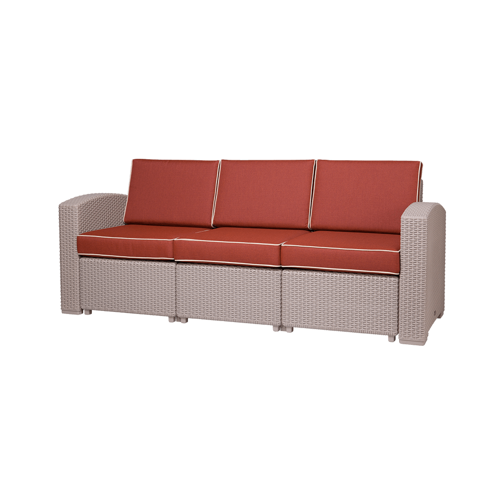 Lagoon Sillón / Sofá Triple Tipo Rattan, Protección UV, Apto para Exterior, Modelo Magnolia 7023SF - LuzDeco