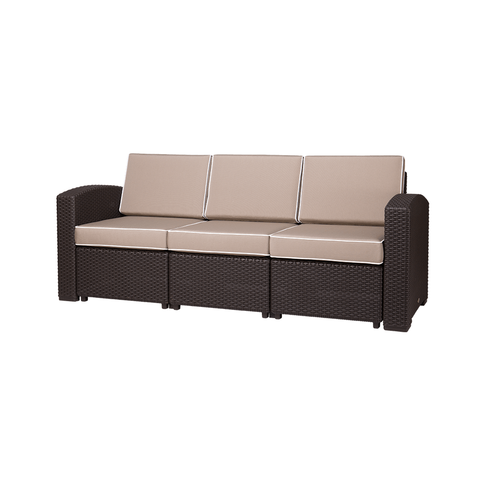 Lagoon Sillón / Sofá Triple Tipo Rattan, Protección UV, Apto para Exterior, Modelo Magnolia 7023SF - LuzDeco