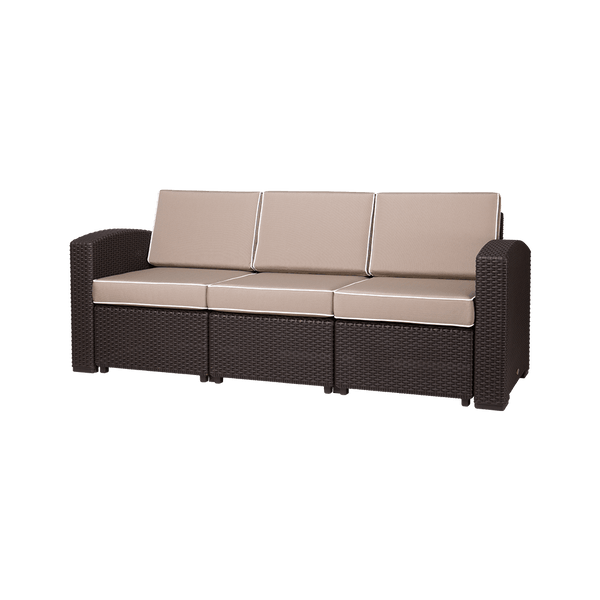 Lagoon Sillón / Sofá Triple Tipo Rattan, Protección UV, Apto para Exterior, Modelo Magnolia 7023SF - LuzDeco