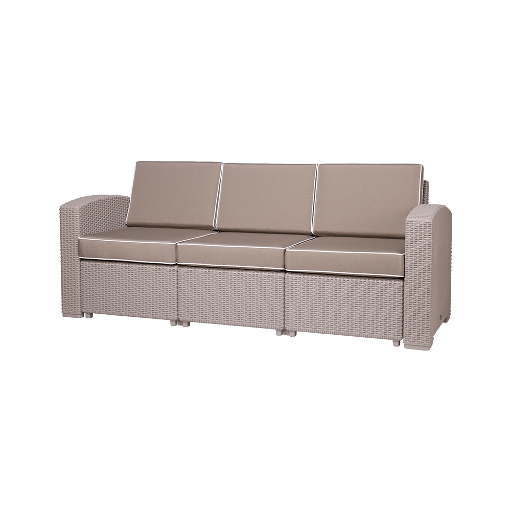 Lagoon Sillón / Sofá Triple Tipo Rattan, Protección UV, Apto para Exterior, Modelo Magnolia 7023SF - LuzDeco