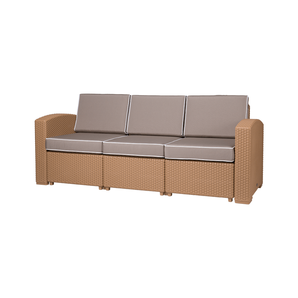 Lagoon Sillón / Sofá Triple Tipo Rattan, Protección UV, Apto para Exterior, Modelo Magnolia 7023SF - LuzDeco