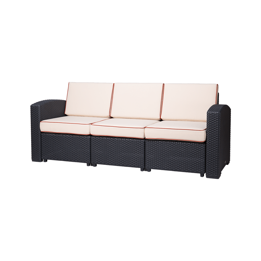 Lagoon Sillón / Sofá Triple Tipo Rattan, Protección UV, Apto para Exterior, Modelo Magnolia 7023SF - LuzDeco