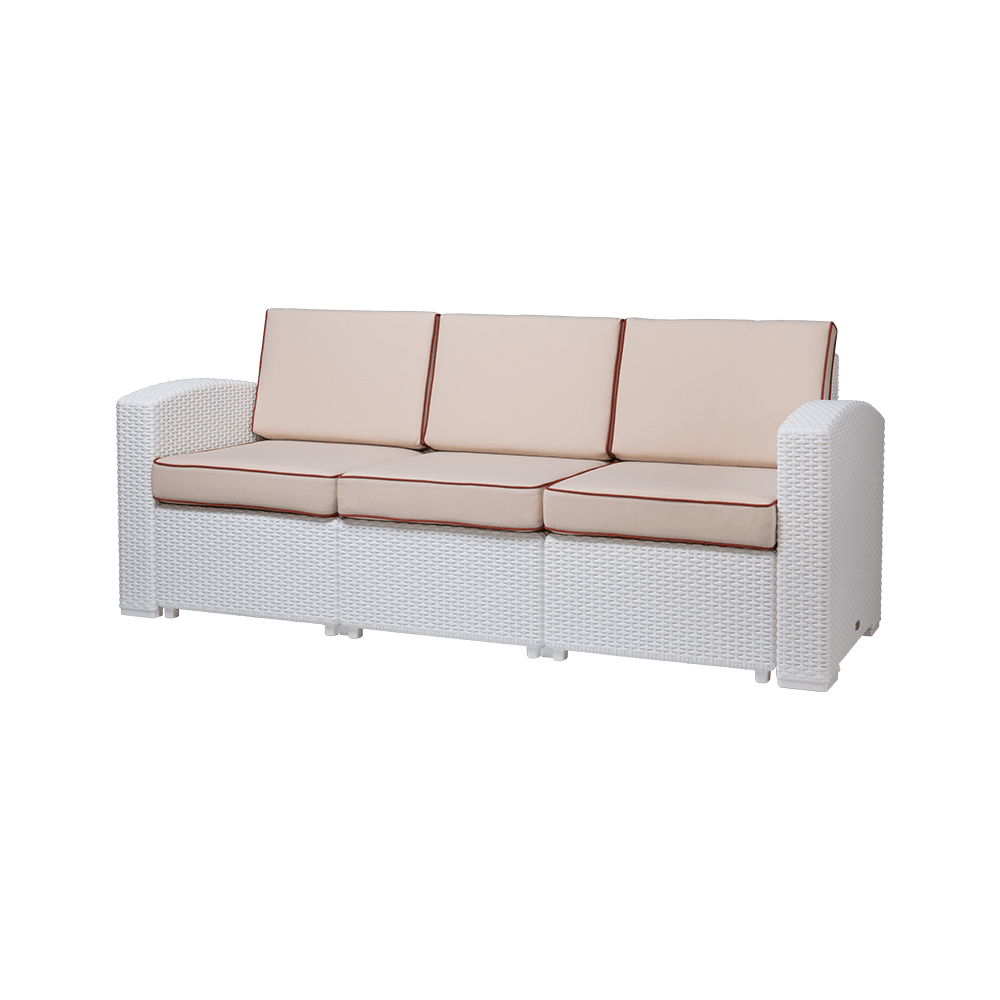 Lagoon Sillón / Sofá Triple Tipo Rattan, Protección UV, Apto para Exterior, Modelo Magnolia 7023SF - LuzDeco