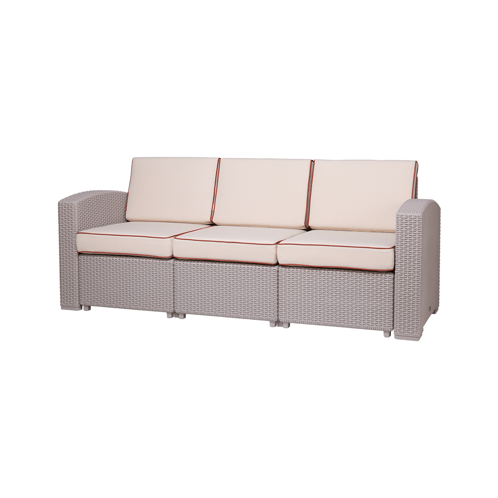 Lagoon Sillón / Sofá Triple Tipo Rattan, Protección UV, Apto para Exterior, Modelo Magnolia 7023SF - LuzDeco