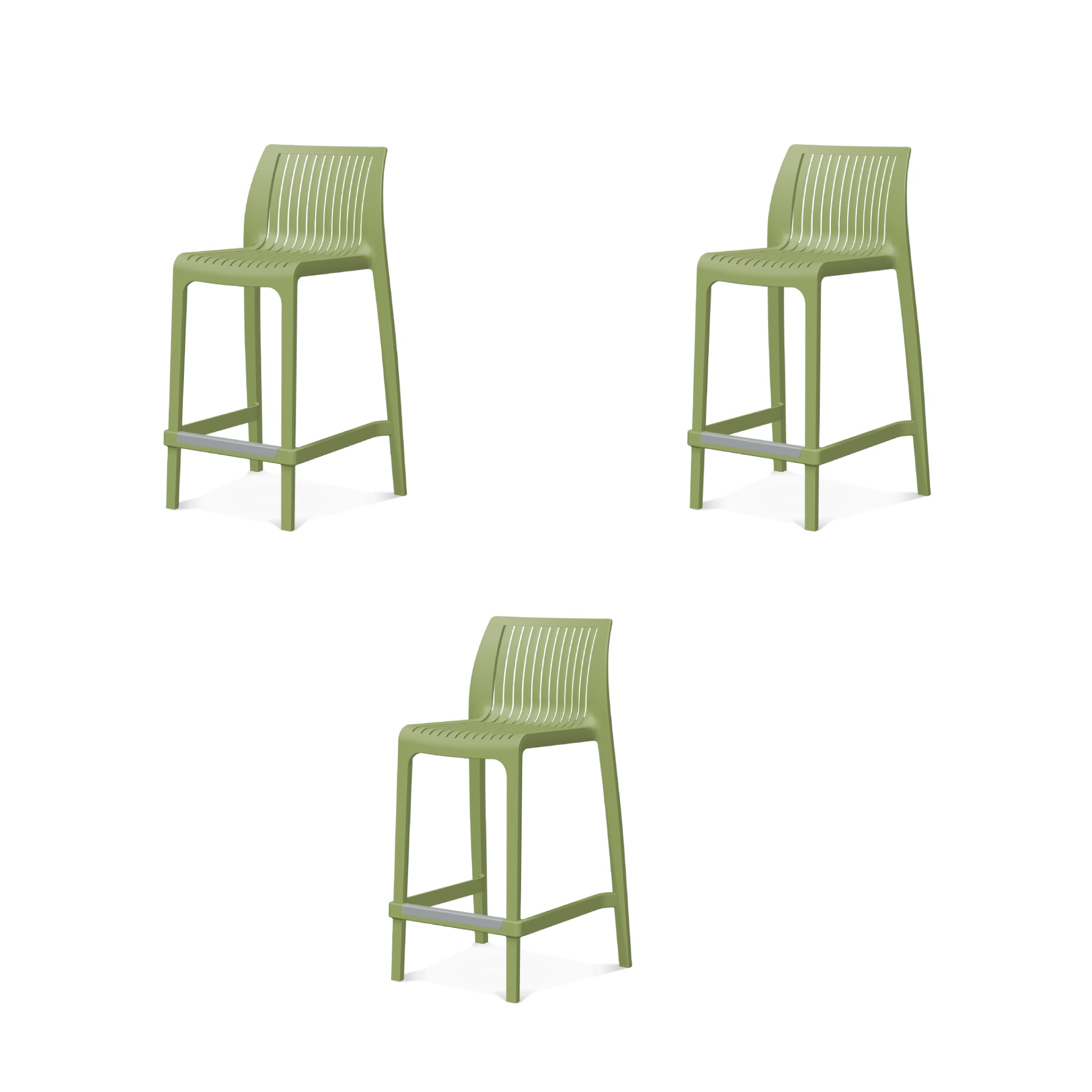 Lagoon Set de 3 Bancos de Barra en Varias Alturas Apto para Exterior e Interior con Protección UV, Modelo Milos 7203B