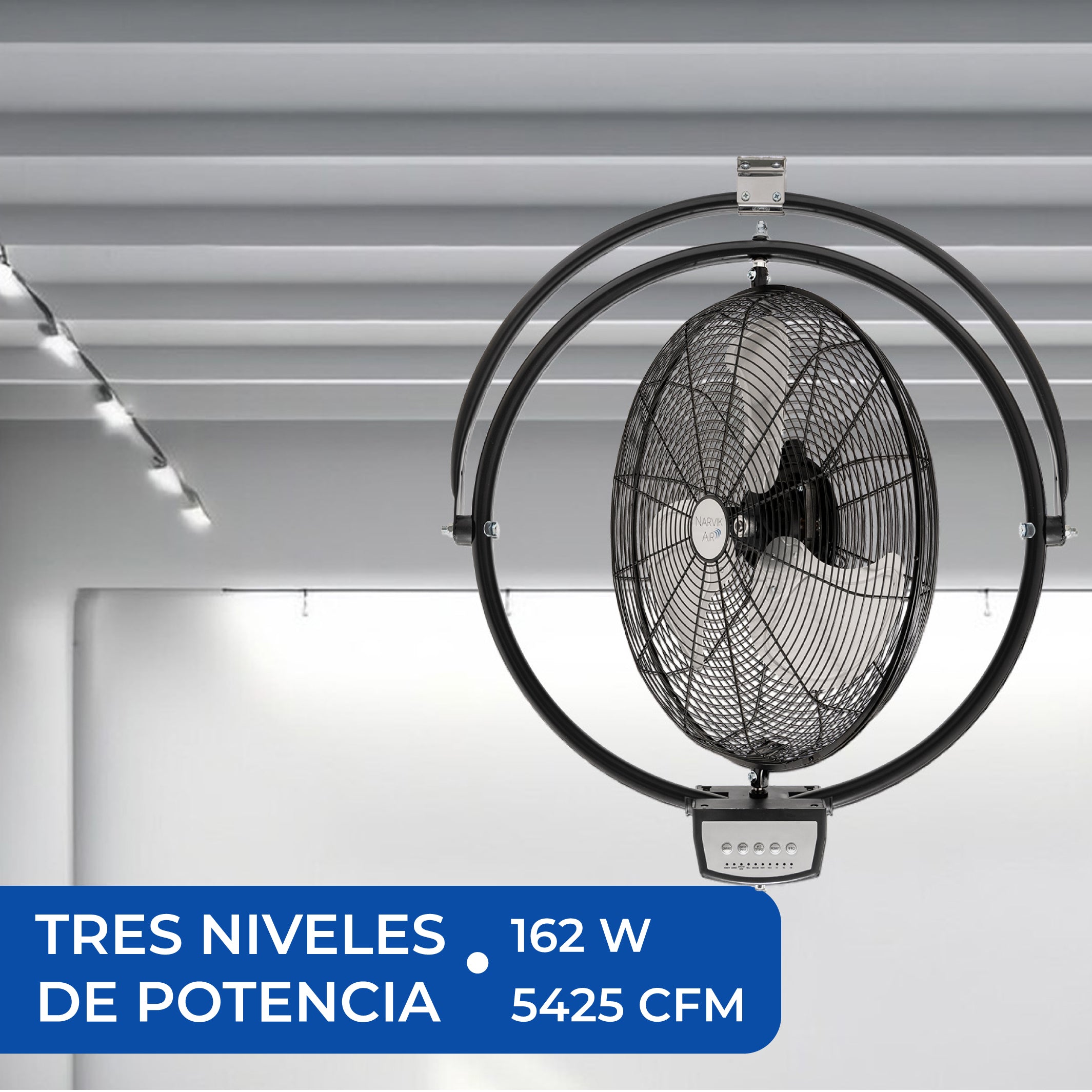 Narvik Ventilador Industrial 2 en 1: De Pared y Techo 20'' con Control Remoto, Modelo NA-CW20