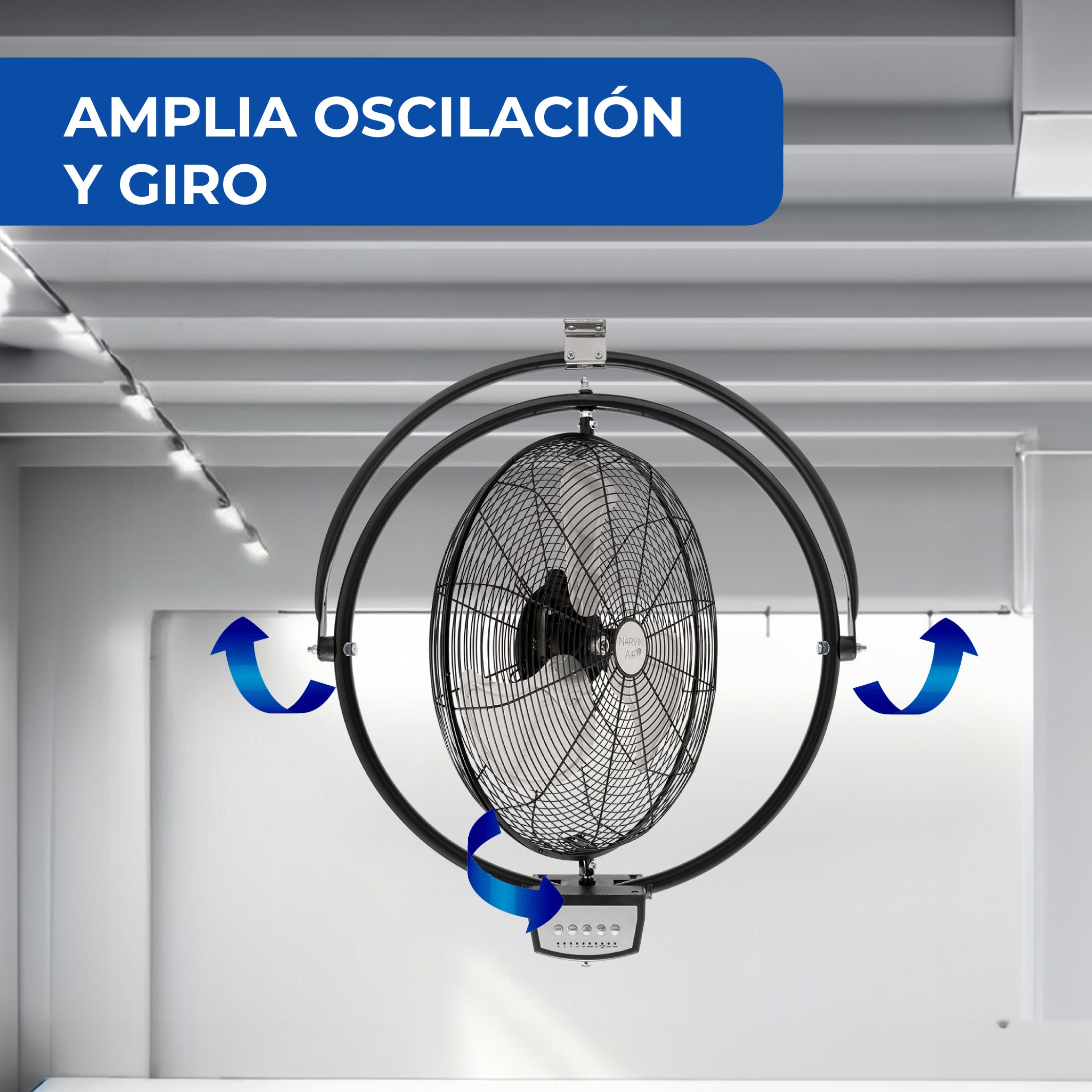 Narvik Ventilador Industrial 2 en 1: De Pared y Techo 20'' con Control Remoto, Modelo NA-CW20