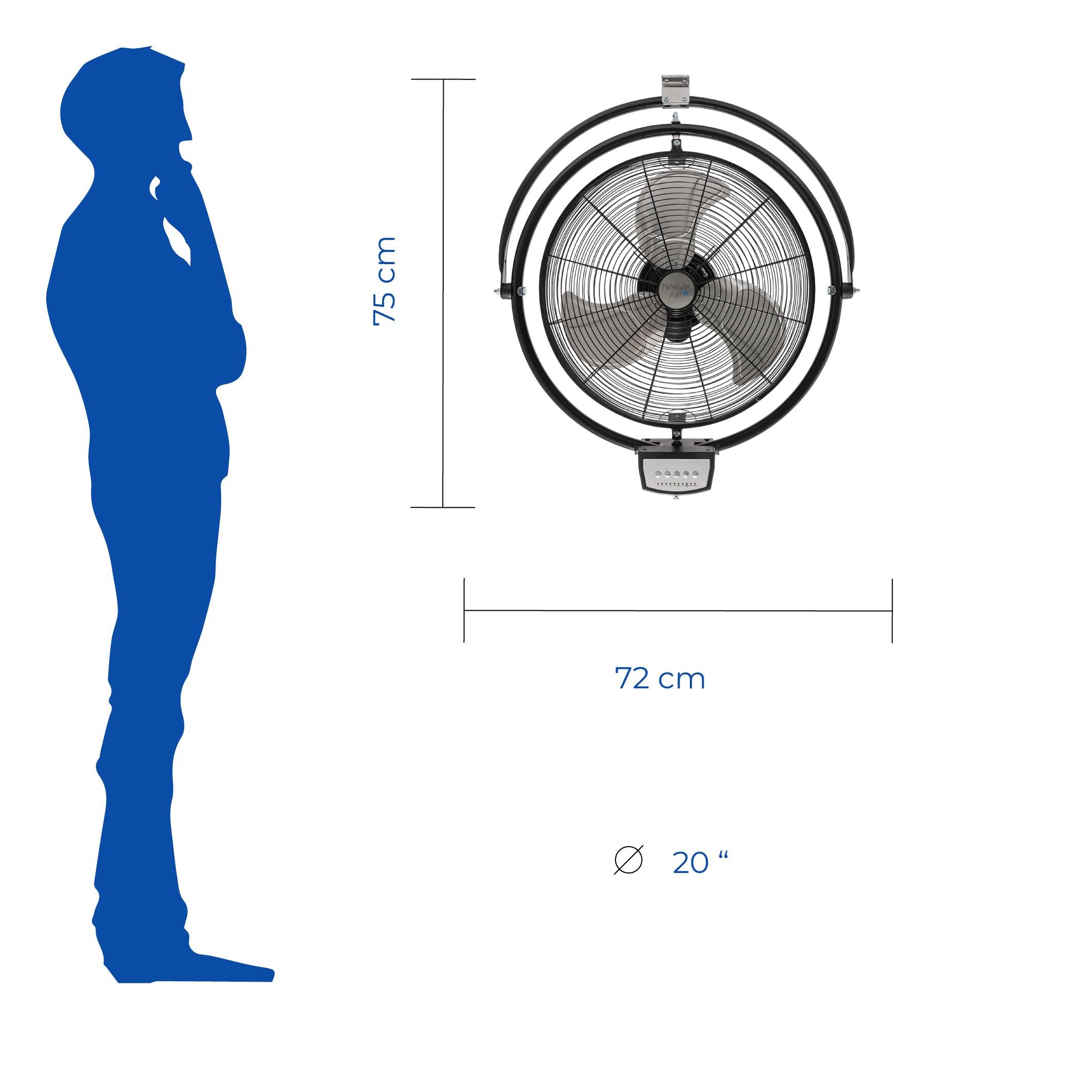 Narvik Ventilador Industrial 2 en 1: De Pared y Techo 20'' con Control Remoto, Modelo NA-CW20