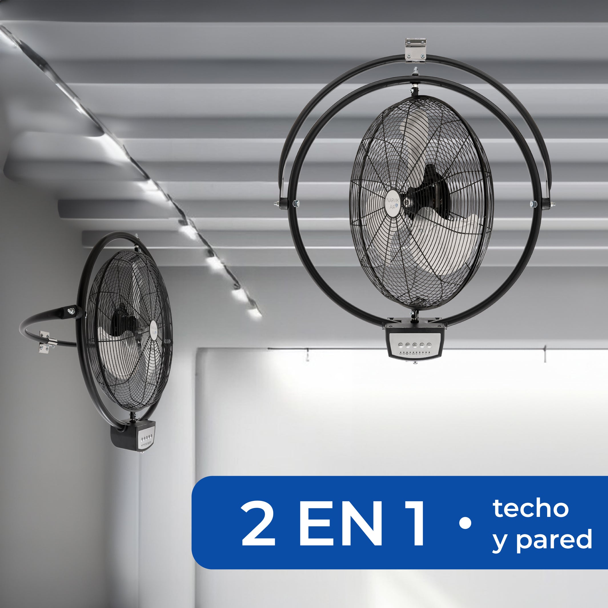 Narvik Ventilador Industrial 2 en 1: De Pared y Techo 20'' con Control Remoto, Modelo NA-CW20